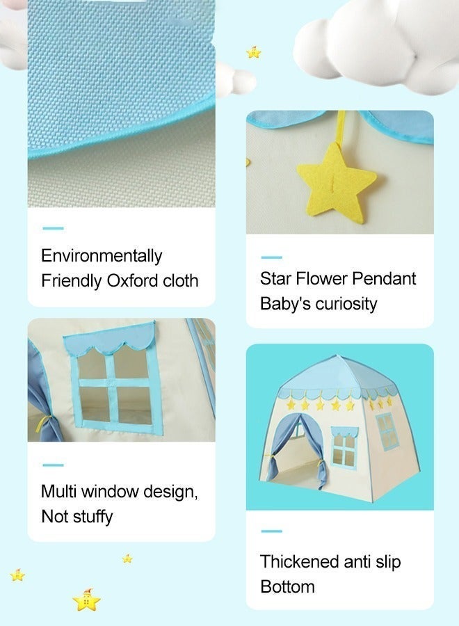 Sandinrayli Kids Play Tents for Girls Large Fairy Playhouse for Kids Princess Castle Tent Gift Toys for Girl Toddler Children Play House (Blue) - Image 3